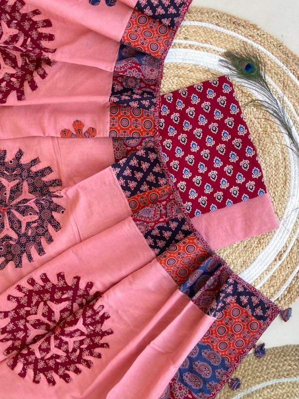 Ajarakh print Suit pcs with patch work and aplique work dupatta - Image 11