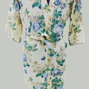 Hand block print Waffle Fabric Bathrobe For Women