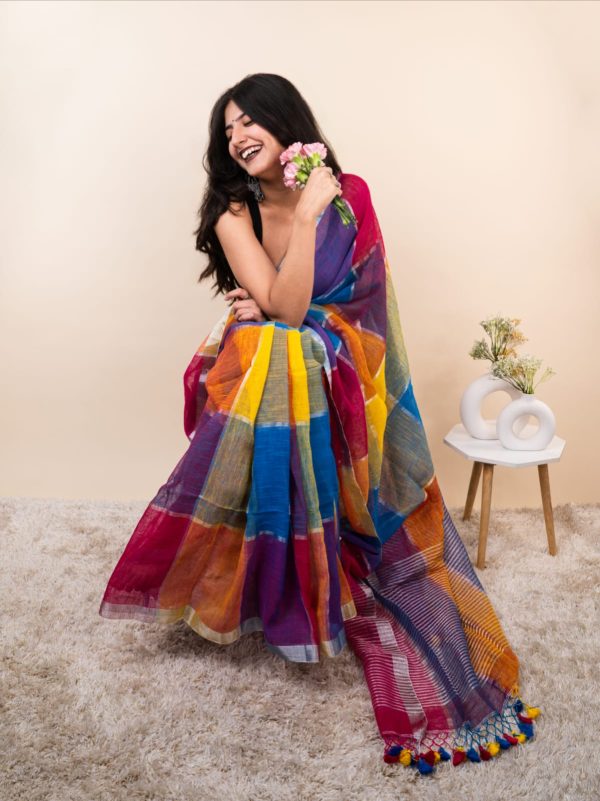 Saree :-Organic Linen By Linen Saree - Image 5