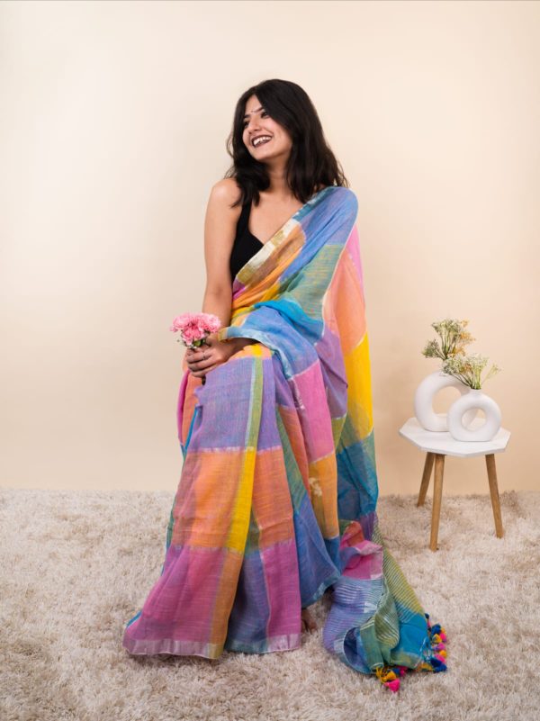 Saree :-Organic Linen By Linen Saree - Image 3
