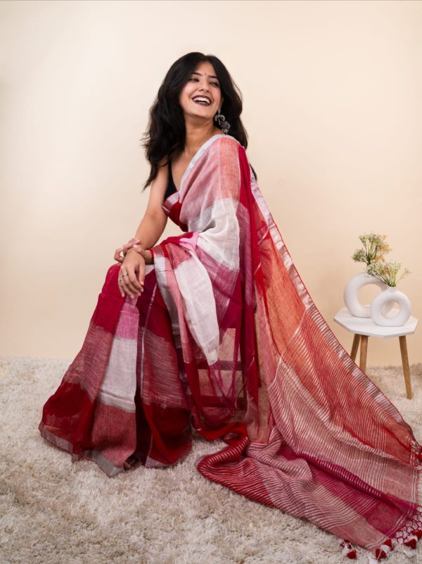 Saree :-Organic Linen By Linen Saree - Image 2