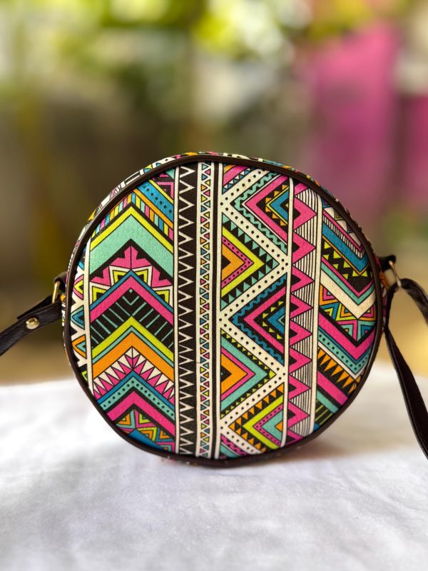Indigo Blue Round Sling Bag – Intricate Peacock & Floral Hand-Block Print - Image 10