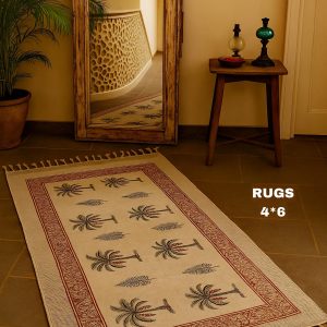 Handmade Block Printed Rug – Elegant & Practical