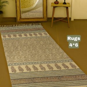 Handmade Block Printed Rug – Elegant & Practical