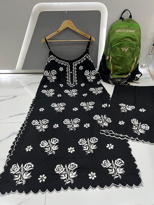 Narangi Chikankari Collection : Black Noddles top & Plazzo set - Image 12