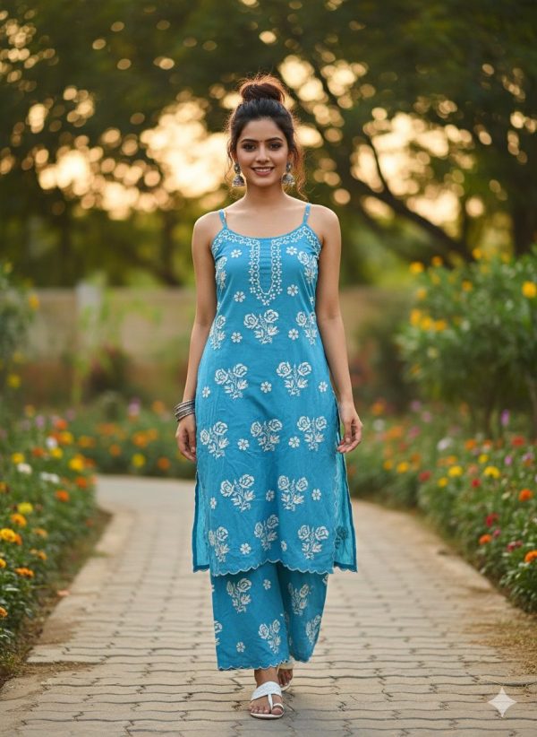 Narangi Chikankari Collection : Black Noddles top & Plazzo set - Image 10
