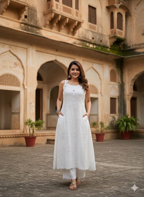 Narangi Chikankari Collection : Black Noddles top & Plazzo set - Image 4