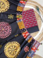 Ajarakh print Suit pcs with patch work and aplique work dupatta - Image 3