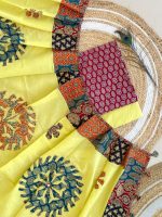 Ajarakh print Suit pcs with patch work and aplique work dupatta - Image 7