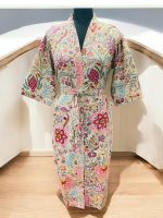 Hand block print Waffle Fabric Bathrobe For Women - Image 6
