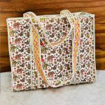 Pastel Garden Paisley Hand‑Block Printed Quilted Tote Bag with Zip