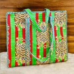 Peach Meadow Leopard Hand‑Block Printed Quilted Tote Bag with Zip