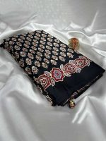 Saree : PURE SATIN CREAPE AJRAK PRINTS - Image 2
