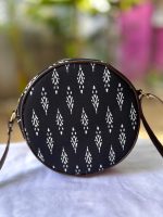 Indigo Blue Round Sling Bag – Intricate Peacock & Floral Hand-Block Print - Image 8