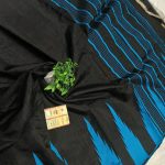 Gauri collection: Black & Blue Handcrafted Raw Silk Saree with Temple Border