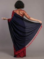 SAREE :Handloom Khadi Cotton Plain  Saree with Contrast Pallu blouse - Image 8