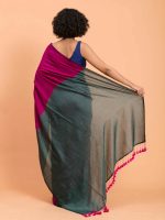 SAREE :Handloom Khadi Cotton Plain  Saree with Contrast Pallu blouse - Image 16