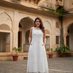 Narangi Chikankari Collection : White Noddles top & Plazzo set