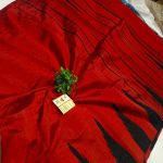Gauri collection: Red & Black Handcrafted Raw Silk Saree with Temple Border