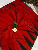 Gauri collection: Red & Black Handcrafted Raw Silk Saree with Temple Border